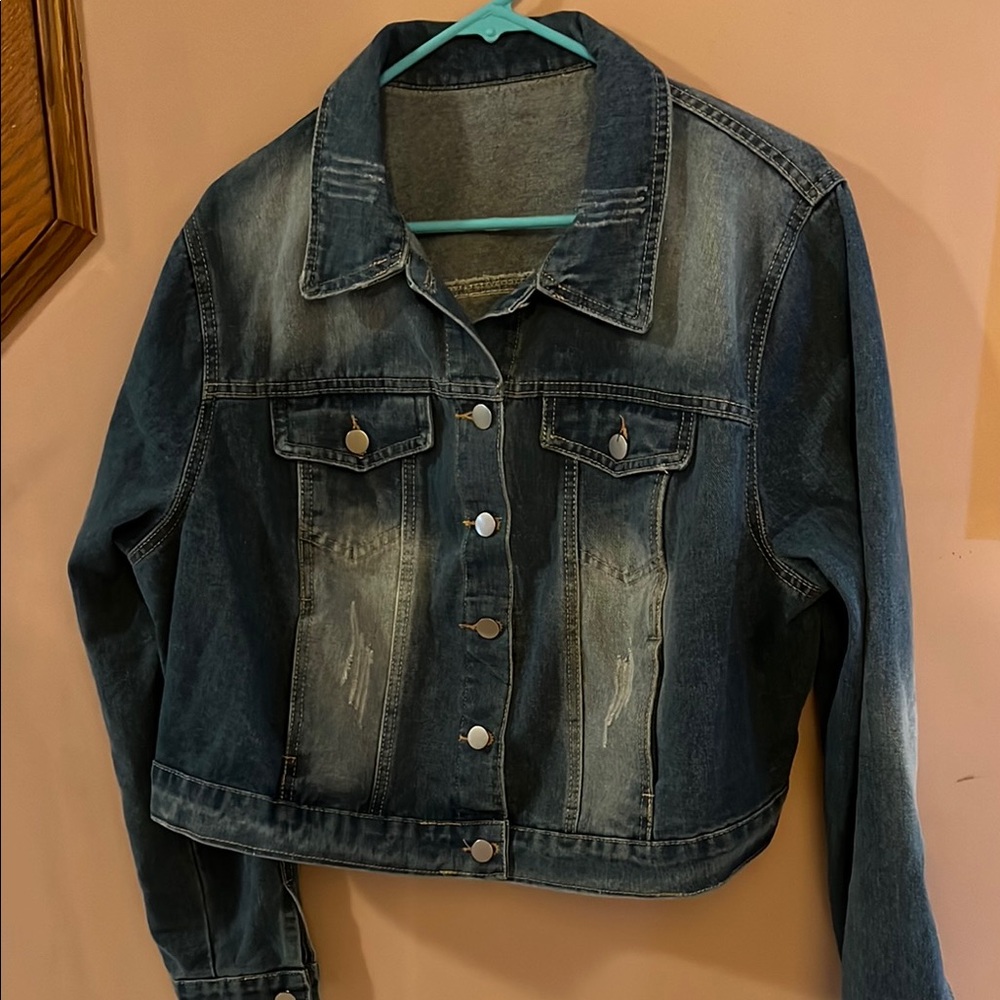 Distressed Denim Blue Women's Jacket
